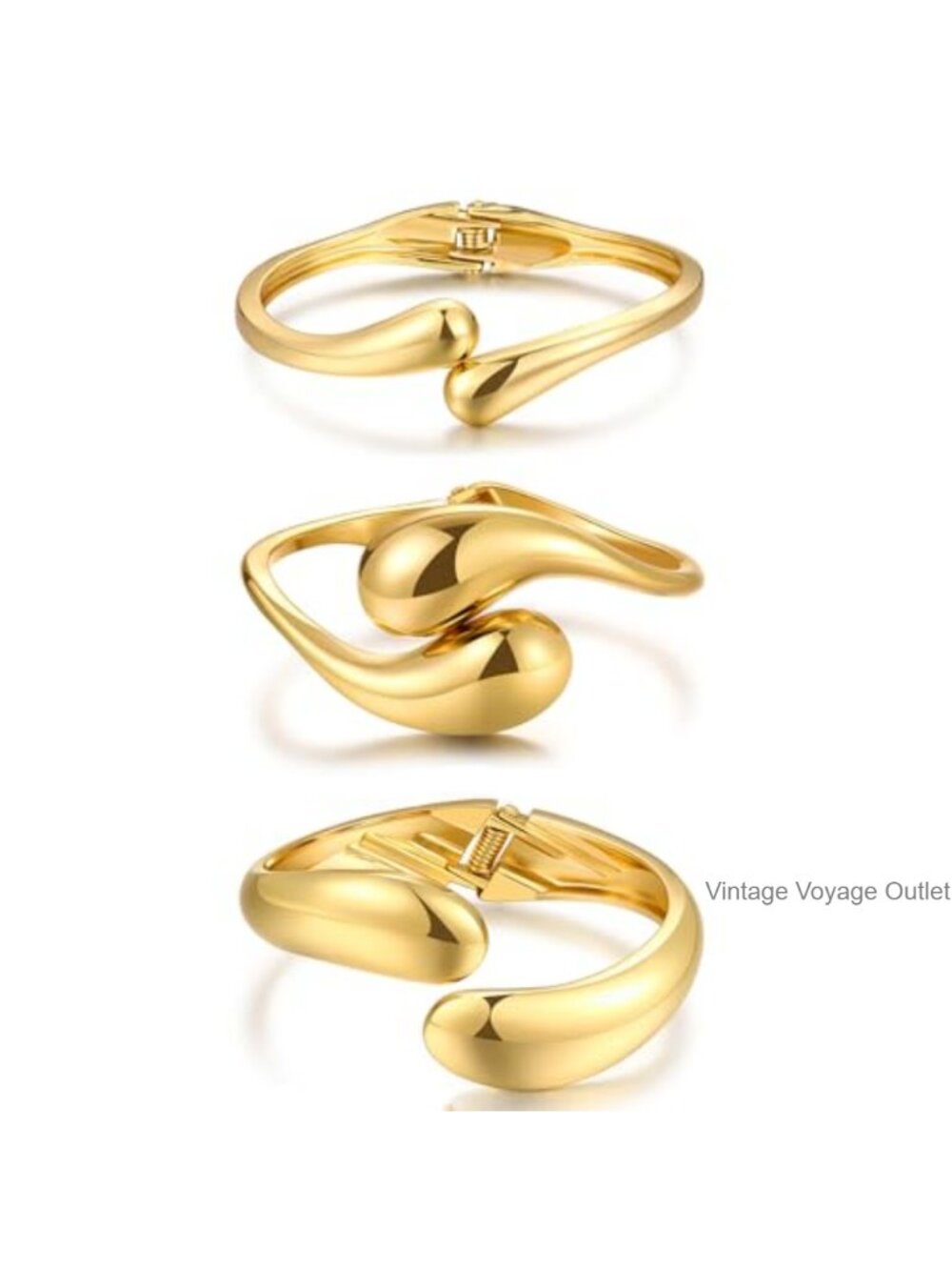 14K Gold Plated Chunky Bangle Bracelet Set Stackable Women